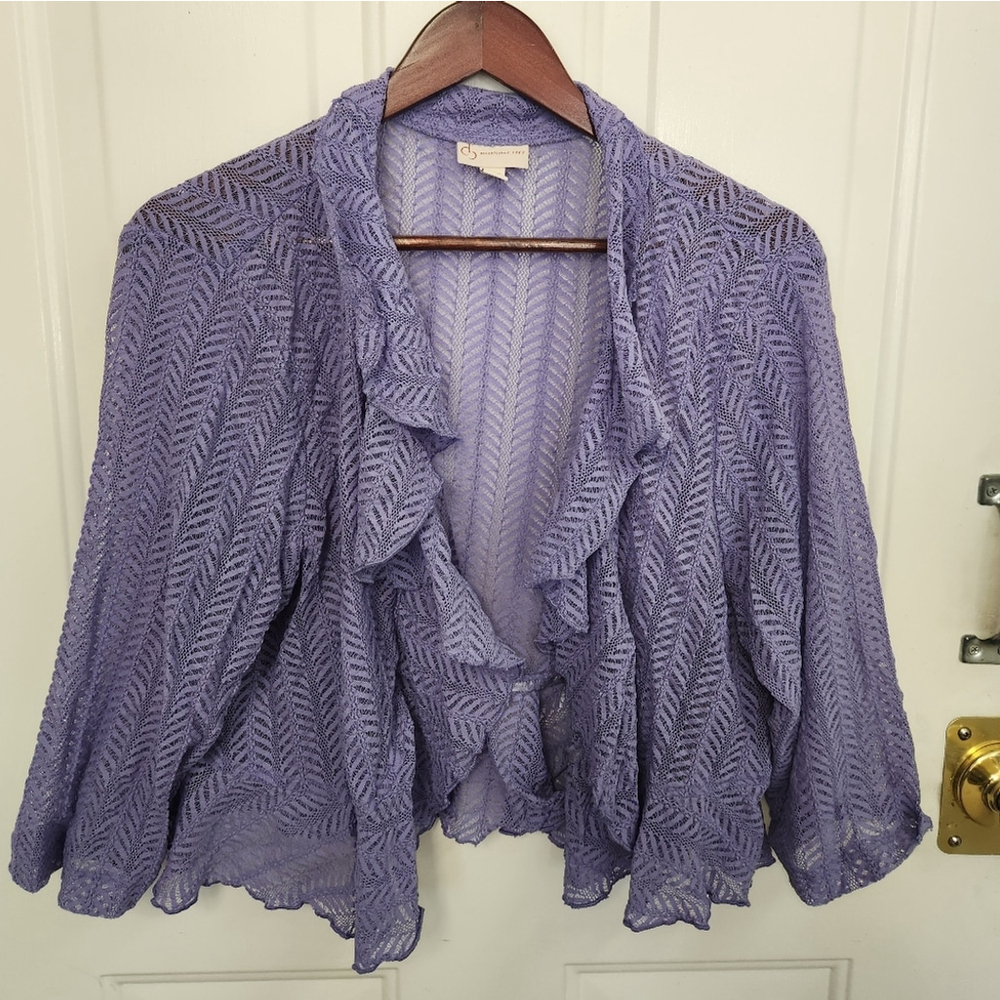 CB Established 1962 plus Size 22 Purple Ruffled Shrug Short Sleeve Nylon